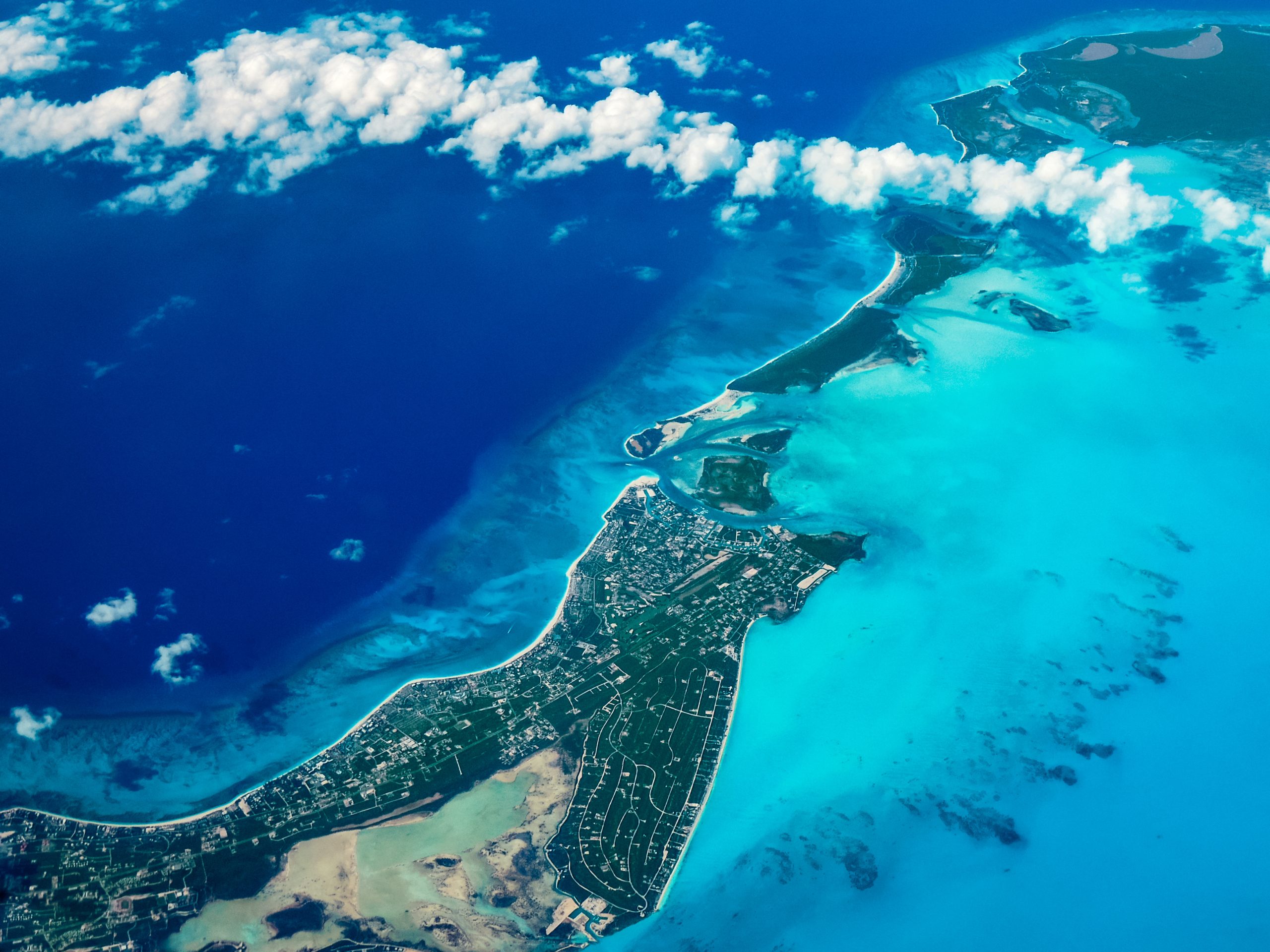 Drone view of Turks and Caicos for first-time visitors